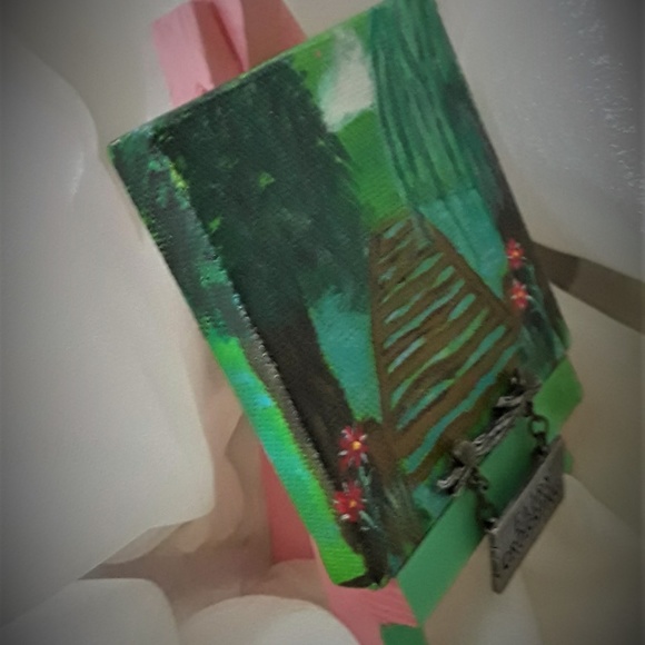 Fairy Crossing - mini canvas art original 3" x 3" - Picture 3 of 4